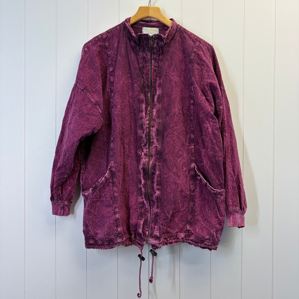 Vintage Ezze Wear Honey Komb Boho Acid Wash Jacket Women Size S/M Streetwear 90s